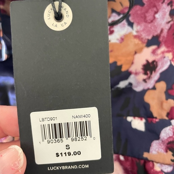 Lucky Brand Blue Floral Cold Shoulder Asymmetrical Dress - Picture 9 of 13